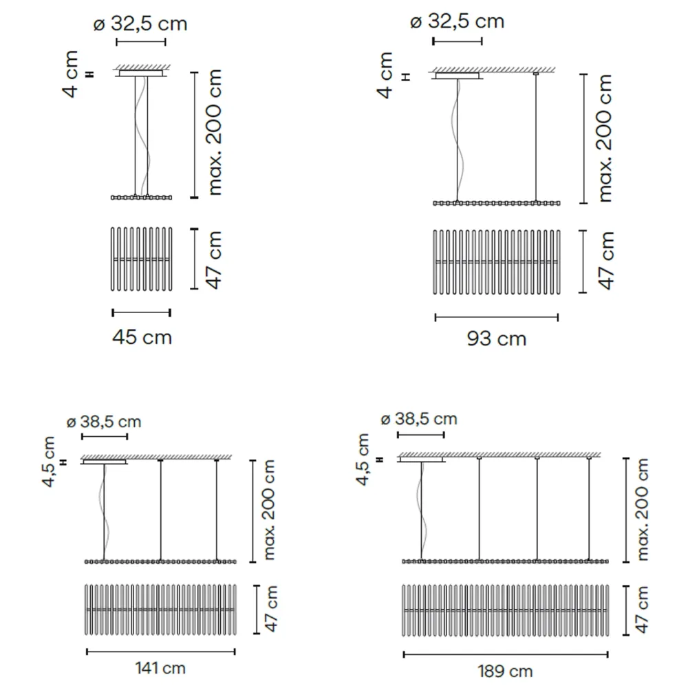 Lampe suspension Vibia Rhythm Horizontal
