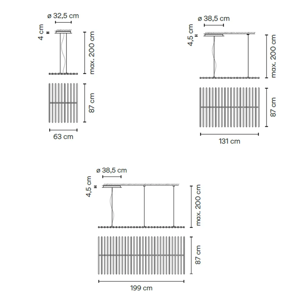 Lámpara colgante Vibia Rhythm Horizontal