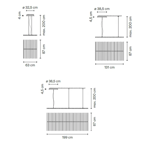 Lámpara colgante Vibia Rhythm Horizontal