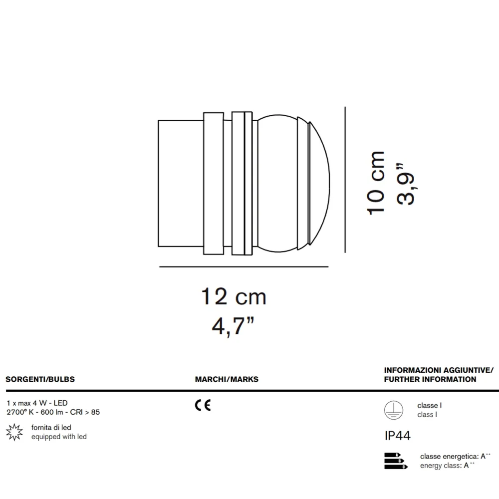 Oluce Fresnel wall lamp