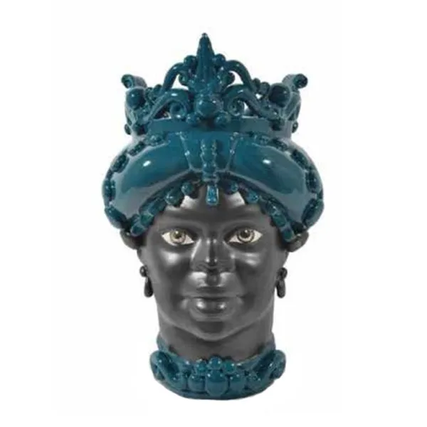 Cerámica siciliana de Caltagirone "Testa di Moro" Lady Verde Ottanio Verus 2