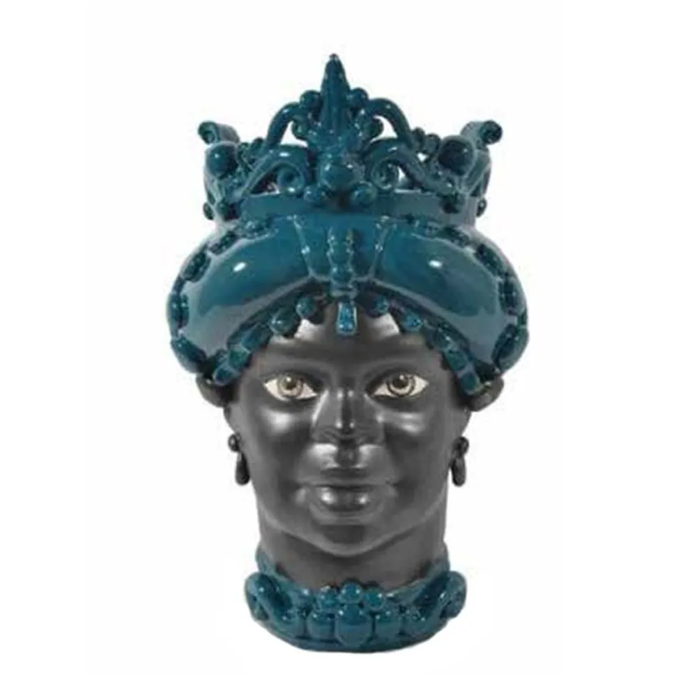 Céramique sicilienne de Caltagirone "Testa di Moro" Lady Verde Ottanio Verus