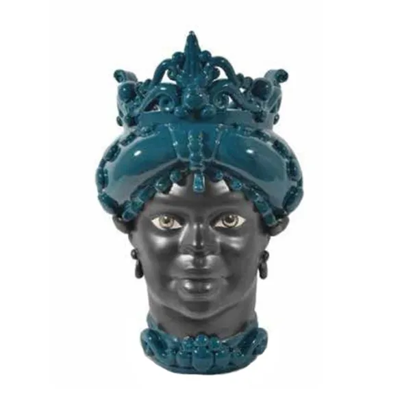 Céramique sicilienne de Caltagirone "Testa di Moro" Lady Verde Ottanio Verus