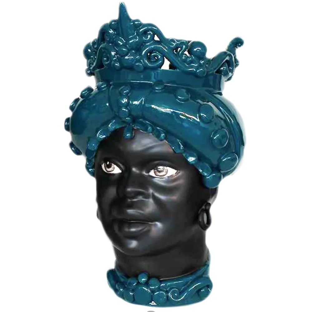 Sicilian Ceramics of Caltagirone "Testa di Moro" Lady Verde Ottanio Verus