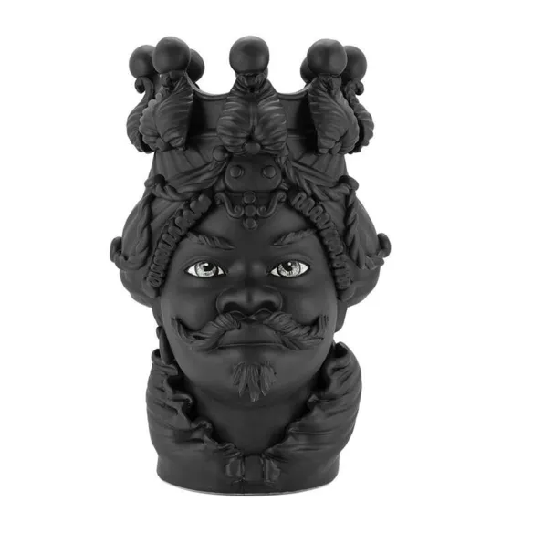 Cerámica siciliana de Caltagirone "Testa di Moro" Man Verus Negro mate