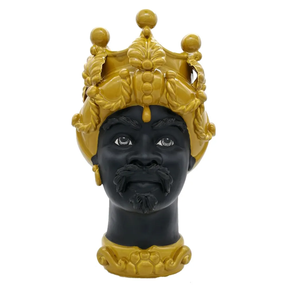 Céramique sicilienne de Caltagirone "Testa di Moro" Liberty Man Verus Noir mat