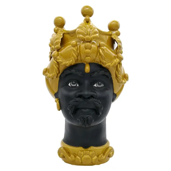 Sicilian Ceramics from Caltagirone "Testa di Moro" Liberty Man Verus Matt black