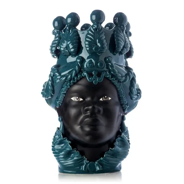 Sizilianische Keramik von Caltagirone "Testa di Moro"  Lady Verus Ottanio / Nero satinato