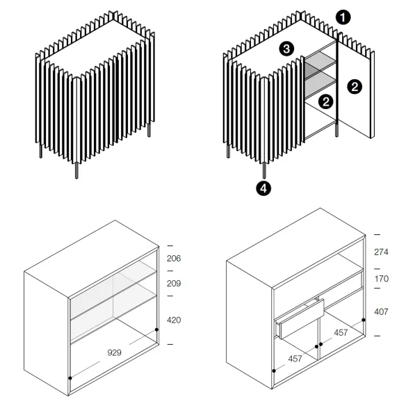 High sideboard Presotto Kengo