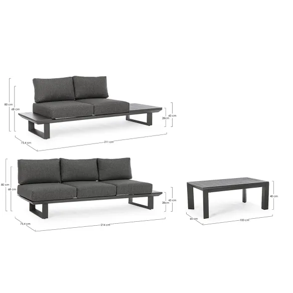 Bizzotto Konnor Corner Lounge – Anthrazit