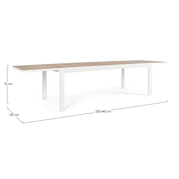 Bizzotto Ausziehbarer Tisch Belmar - Bianco - 220→340 cm