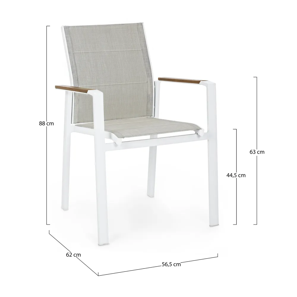 Bizzotto chair with armrests Kubik - White