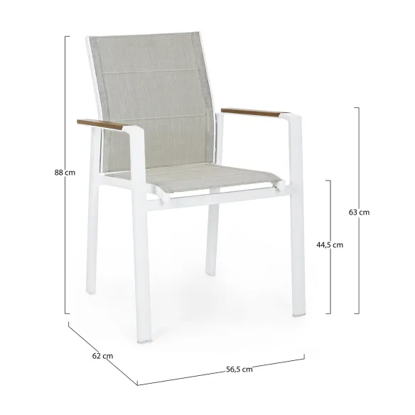 Bizzotto Sedia con braccioli Kubik - Bianco