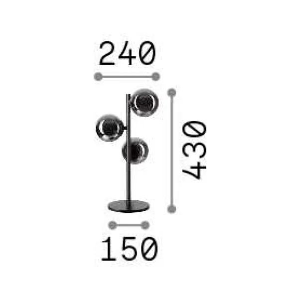 Ideal Lux Table Lamp Perlage TL3 - Smoked