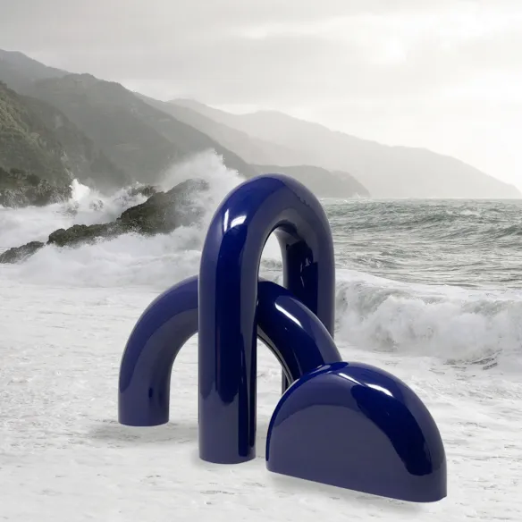 Adriani & Rossi Scultura in ceramica Blu cobalto - Set 3 pezzi