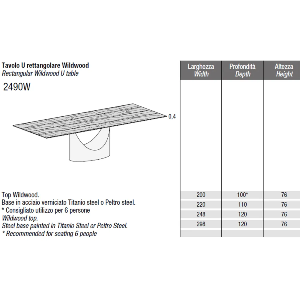 Lago Tisch U Table - Wildwood