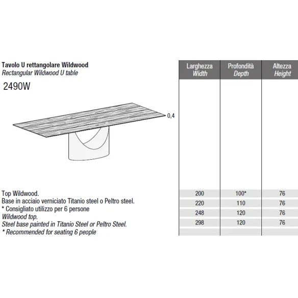 Lago Tisch U Table - Wildwood