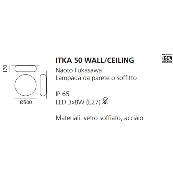 Decken- / Wandleuchte Artemide ITKA 50