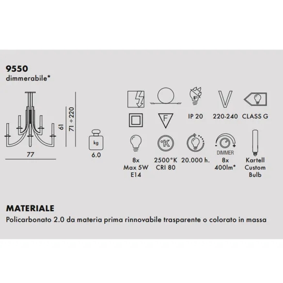 Kartell Khan Lampe à suspension - Noir Mat