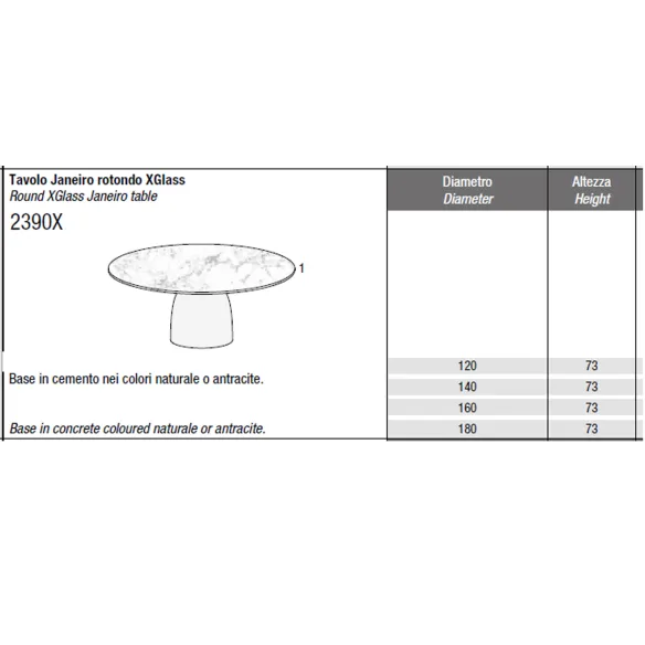 Lago Table ronde Janeiro XGlass