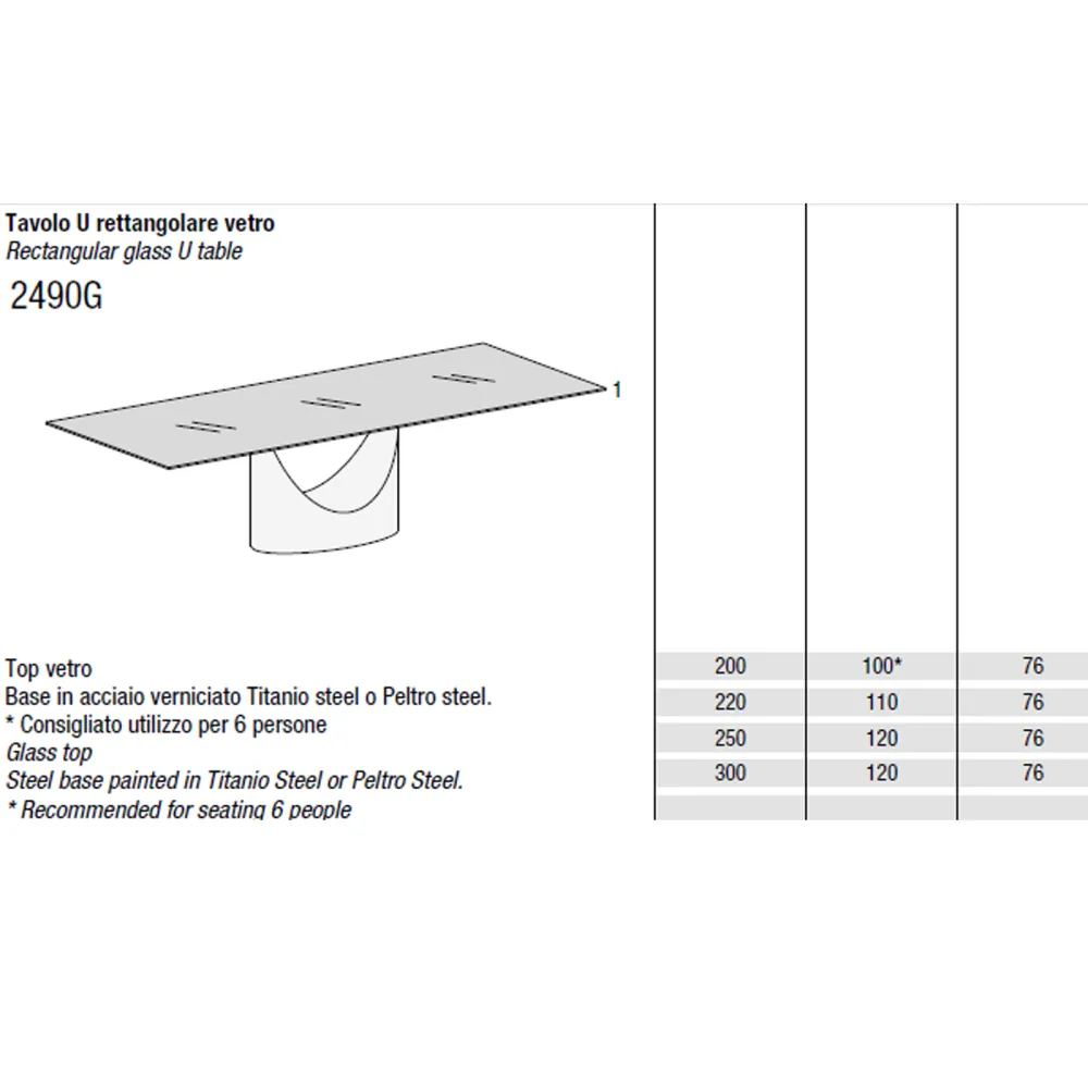 Lago Table U - Verre