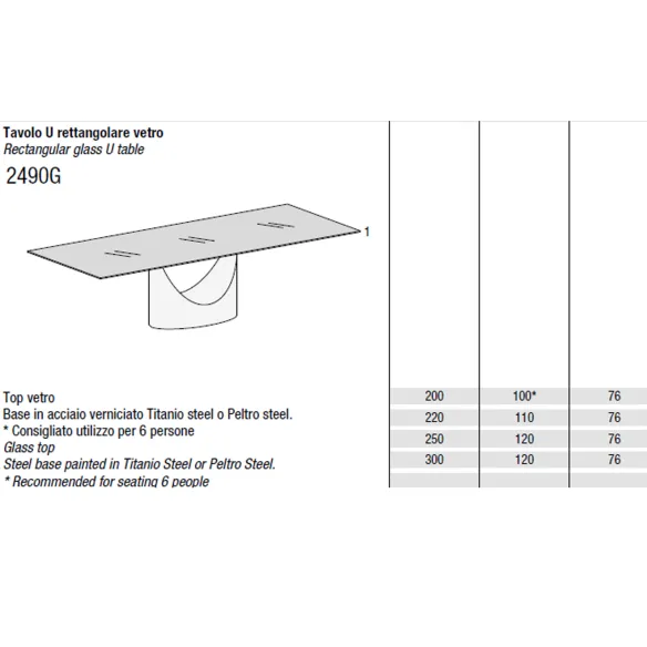 Lago Table U - Verre