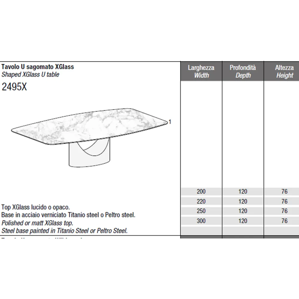 Lago Barrel table U - XGlass