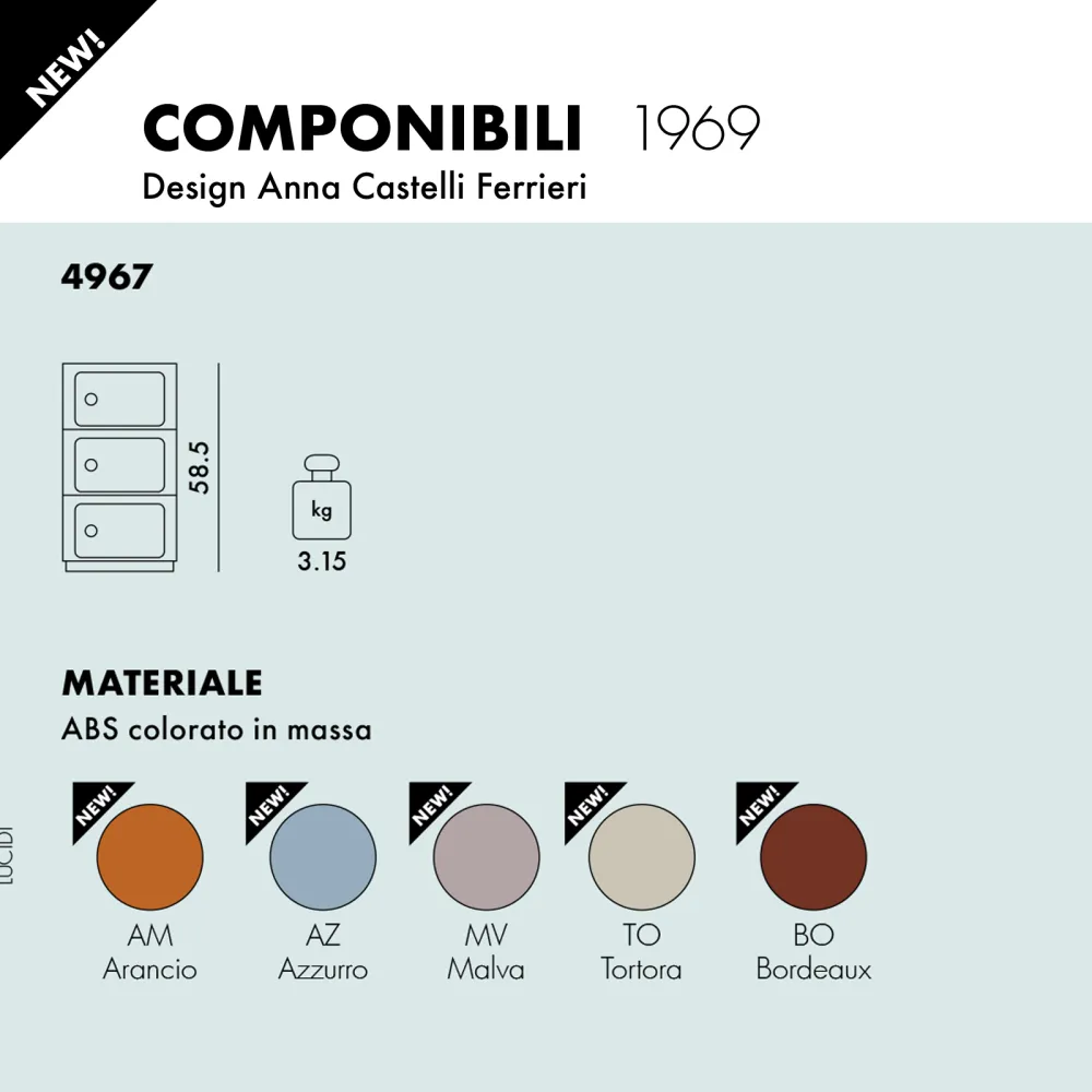 Kartell Componibili Cómoda clásica - 3 cajones...