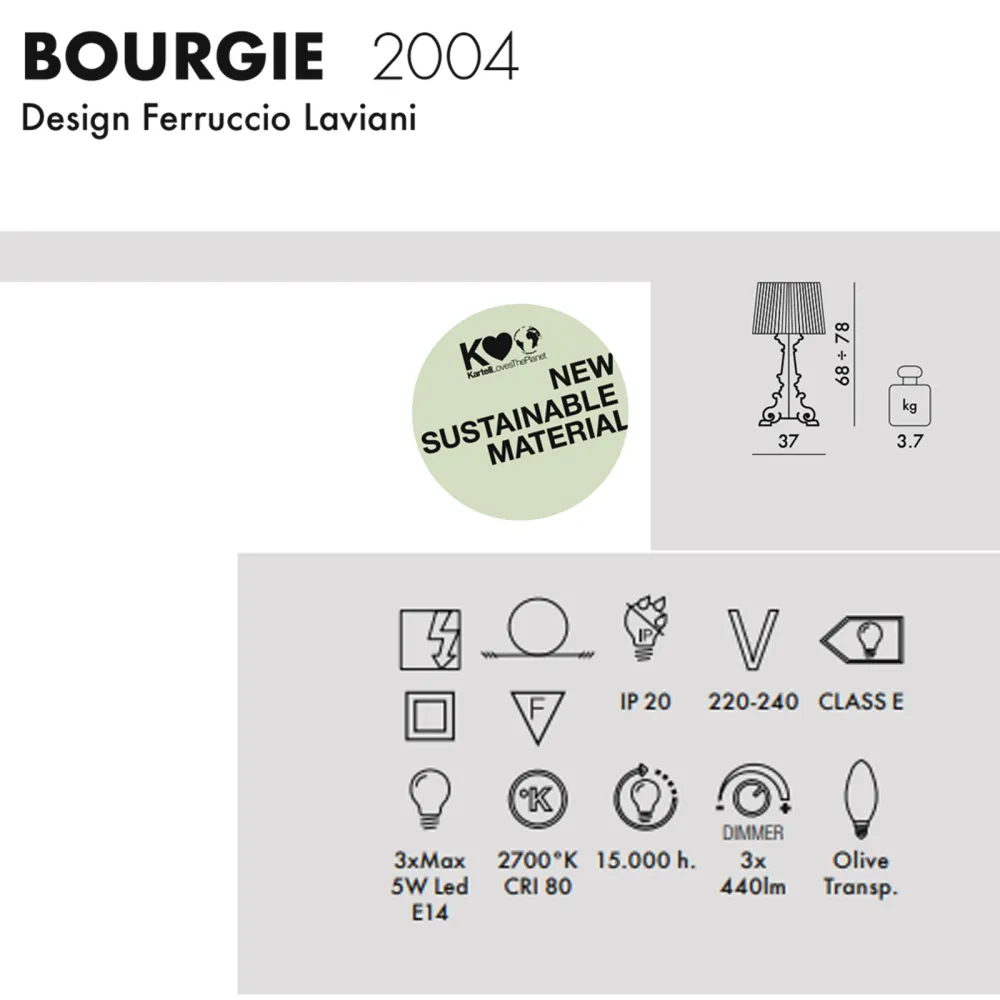 Kartell Bourgie Lampada da tavolo - Cromo