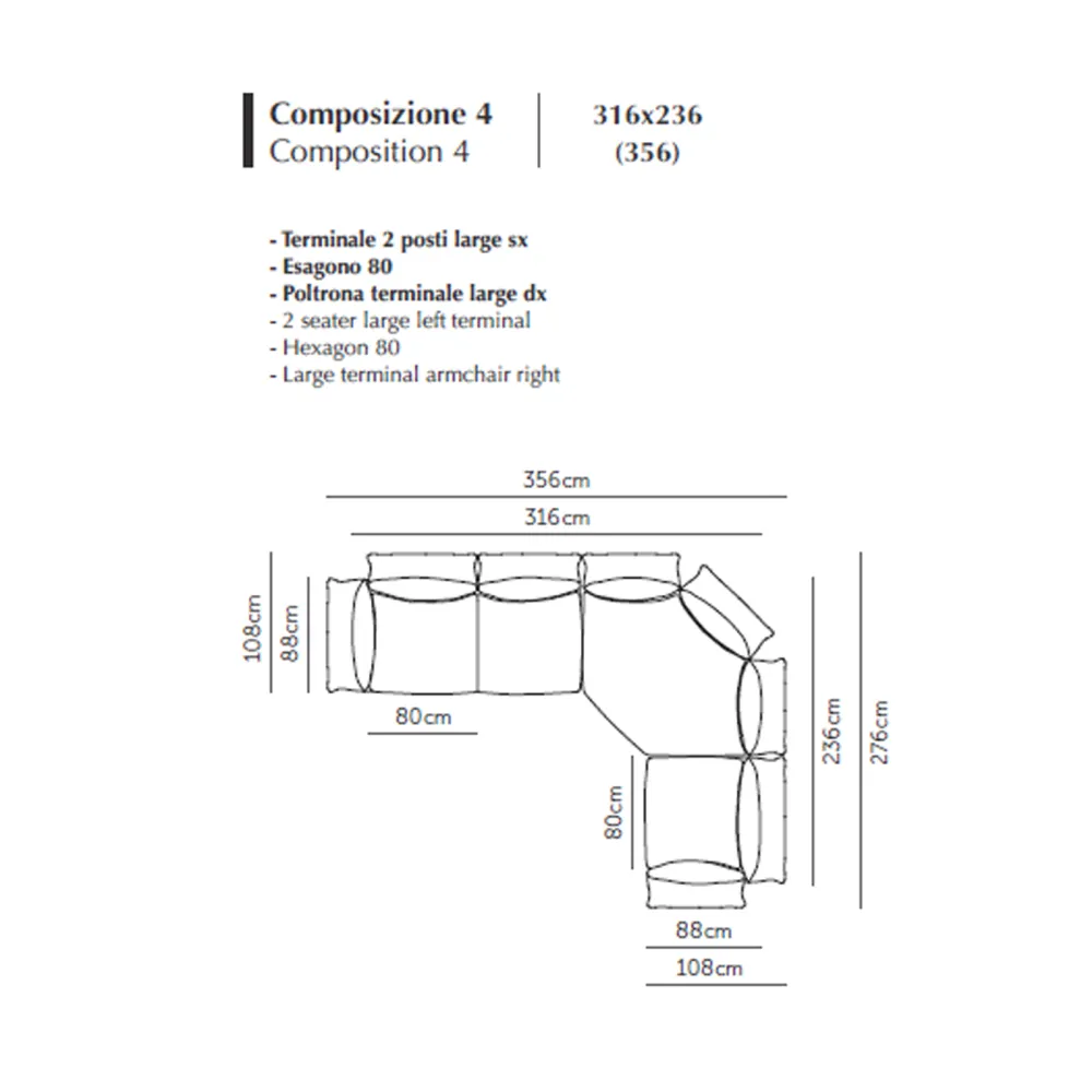 Corner Sofa Albani Contemporary 20 - Blade Foot