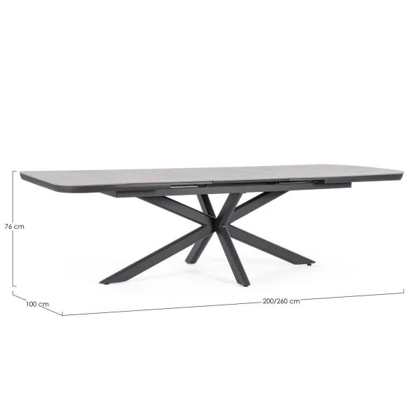 Bizzotto All Pascal Ausziehtisch - 200/260 x 100 cm - Anthrazit JX55