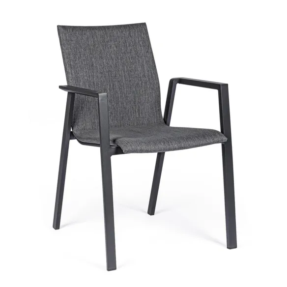 Bizzotto Odeon Sedia con braccioli - Antracite Grigio Scuro JX55