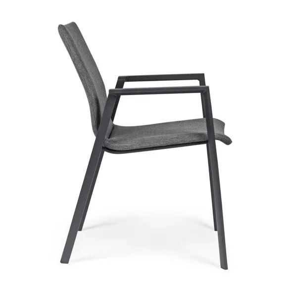 Bizzotto Odeon Sedia con braccioli - Antracite Grigio Scuro JX55