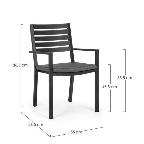 Bizzotto Helina Chair with armrests - Antracite 2