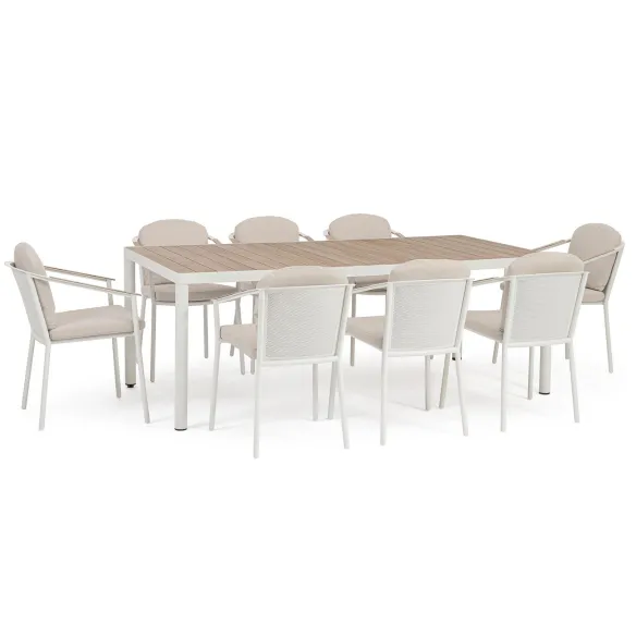 Bizzotto Ulises Table + 8 Chairs Set - Vapor YK15