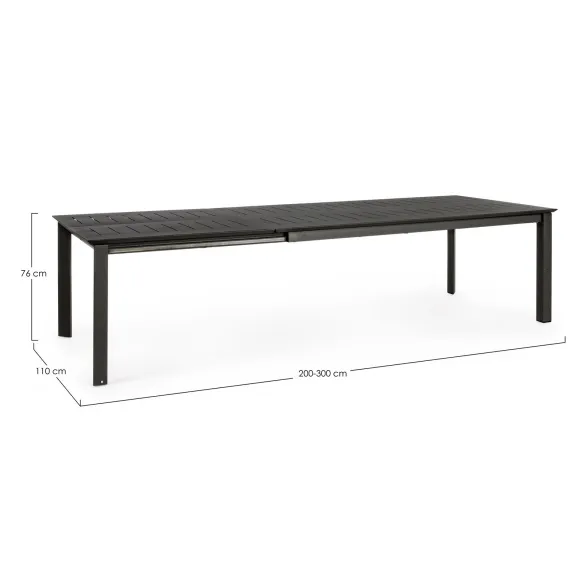 Bizzotto Konnor Tavolo allungabile - 200/300 x 100 cm  - Antracite