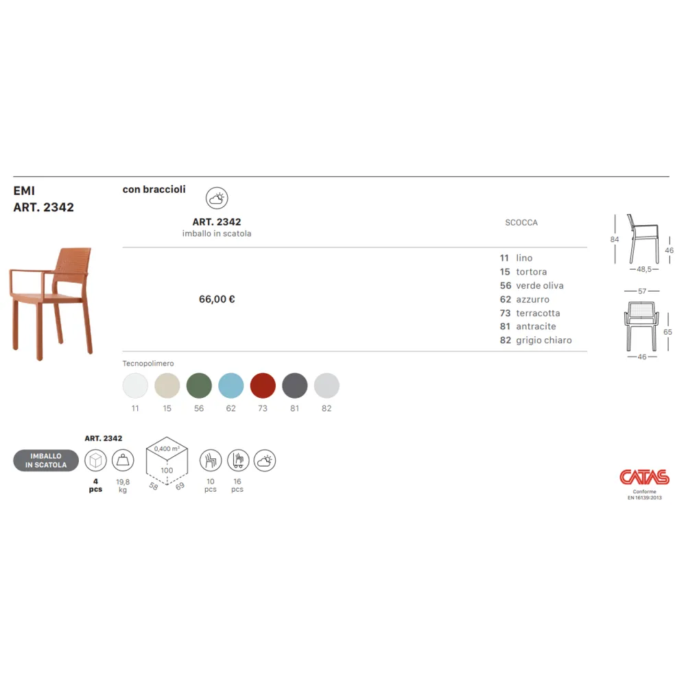 Chaise avec accoudoirs SCAB Design Emi