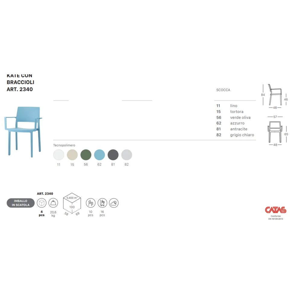 Sedia con braccioli SCAB Design Kate