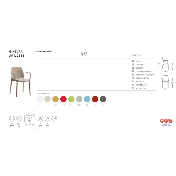 Sedia con braccioli SCAB Design Ginevra