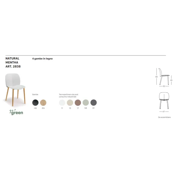 Chaise SCAB Design Natural Mentha