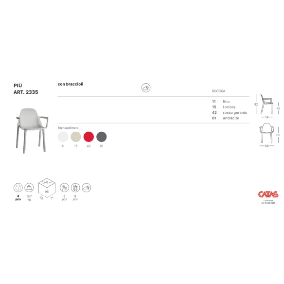 Sedia con braccioli SCAB Design Più