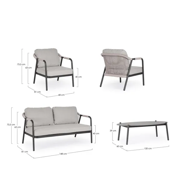 Bizzotto Miravet Conjunto de jardín - Antracita/Caqui