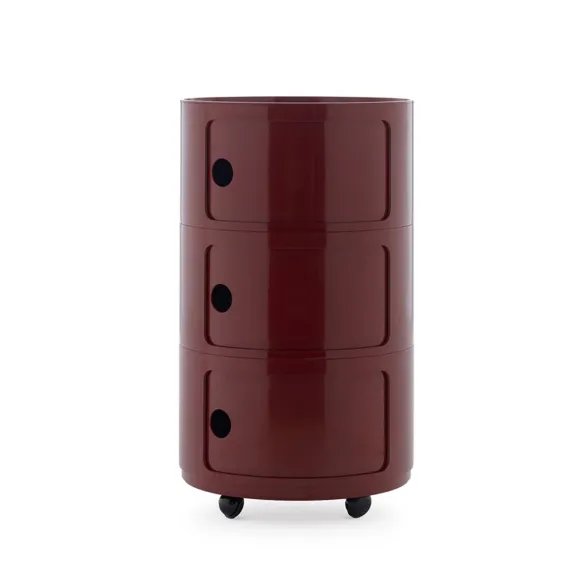 Kartell New Big Componibili Cassettiera con ruote - 3 Cassetti - Bordeaux