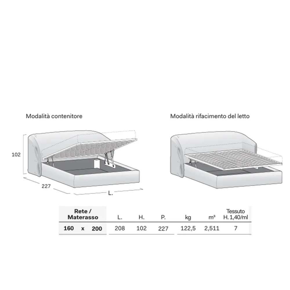Novamobili Hide Bed with container - 160 x 200...