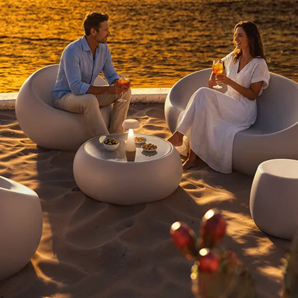 Plust Collection Boom Couchtisch mit Glasplatte - Grain
