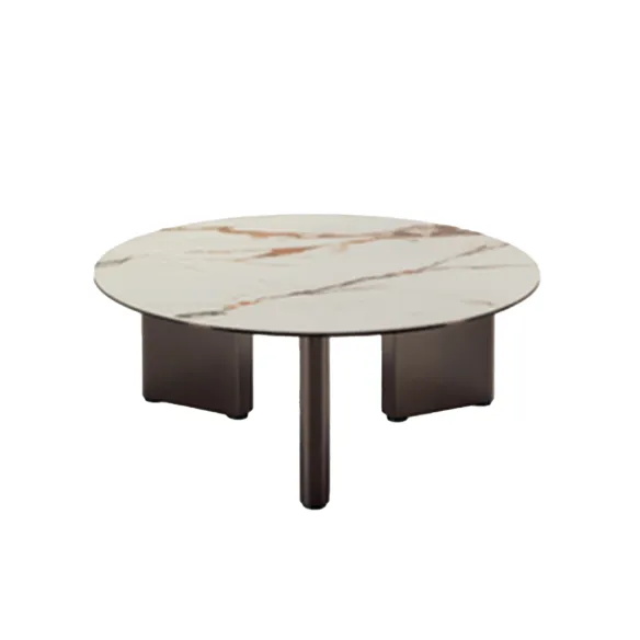 Stones Dot Tavolino - Ceramica Calacatta borghini - Metallo Bronzo