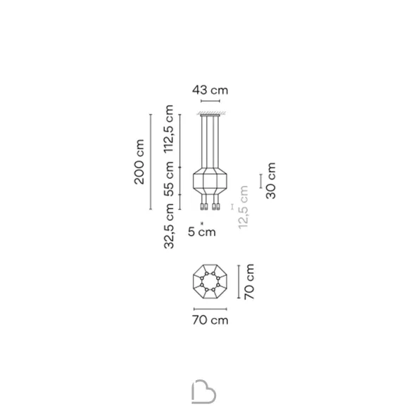 Lampada a Sospensione Esagonale Vibia Wireflow