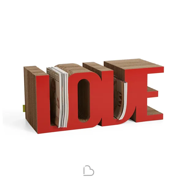 Zeitschriftenständer aus Pappe Kubedesign Love