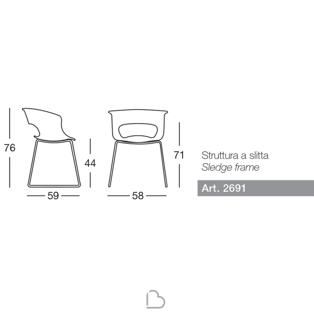 Sedia a slitta SCAB Design MISS B ANTISHOCK