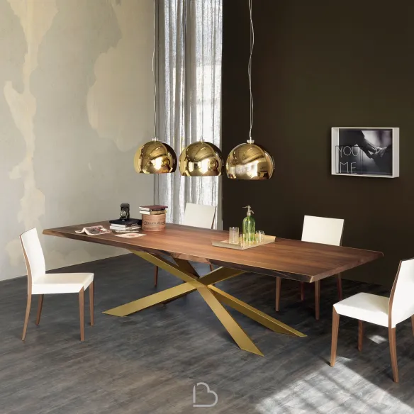 Table Cattelan Italia Spyder Wood Version S avec des Bords Irréguliers